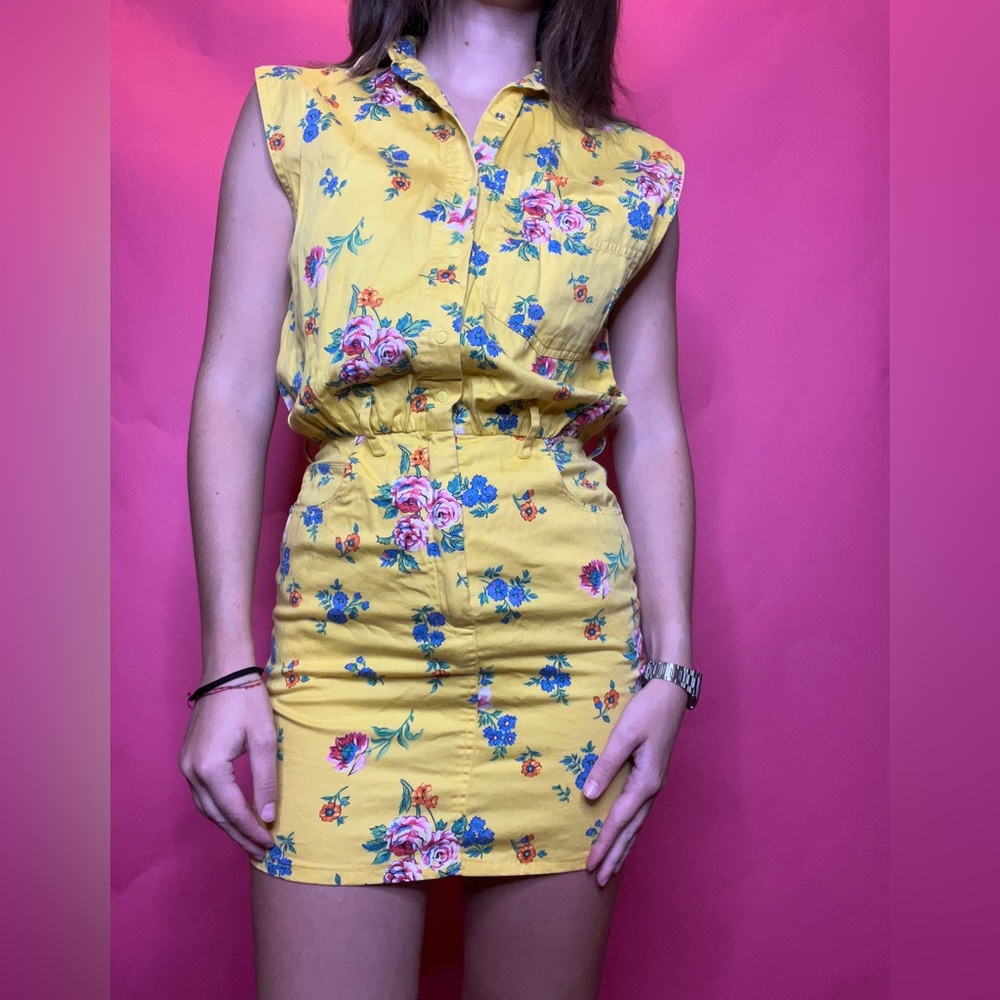 Yellow denim dress